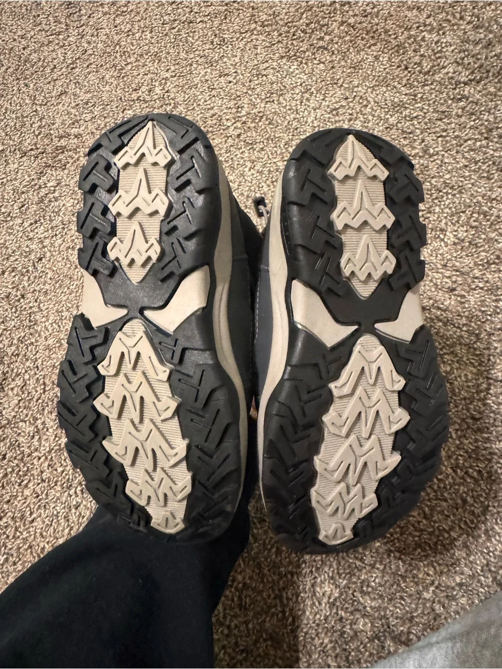 Kids Black and Gray Winter Boots with Orange Accent